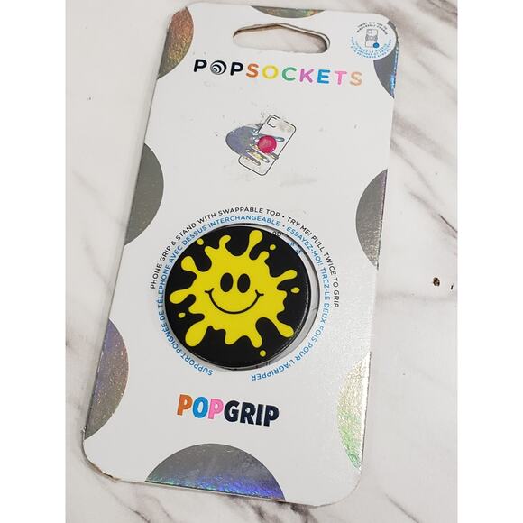 PopSockets PopGrip Cell Phone Grip Stand Happy Smiley Face‎ Rave Melting Retro - Picture 1 of 3